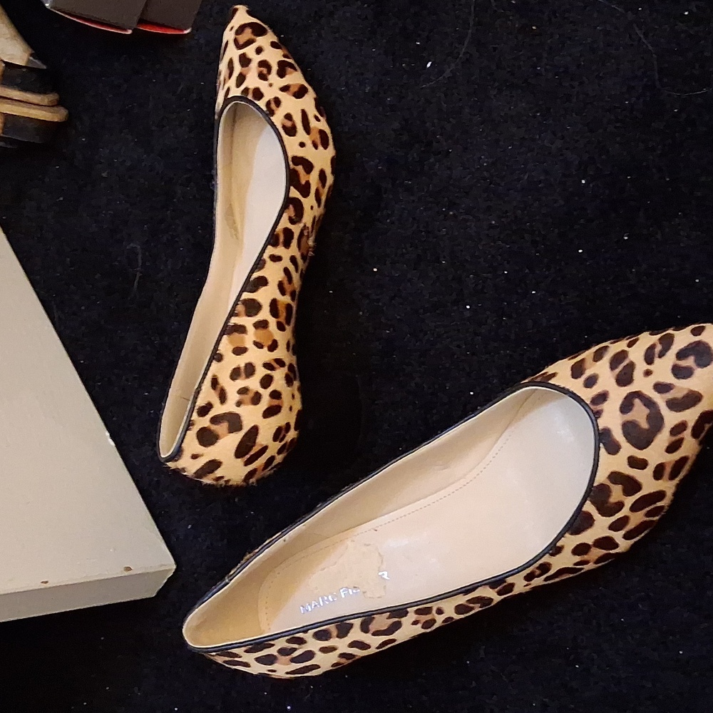 Leopard Print Women's Shoes Marc Fisher Leather And Man Made Upper 8.5 New